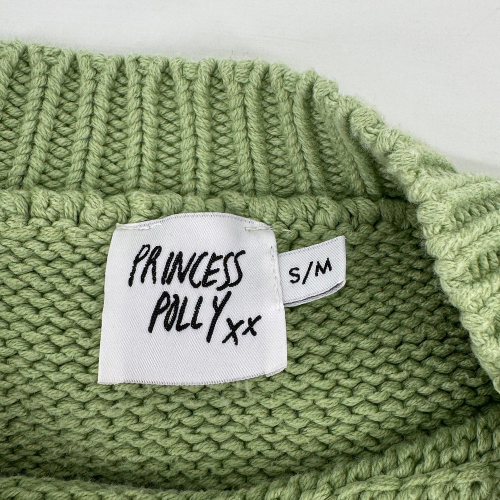 Princess Polly Sage Green Chunky Knit Balloon Sleeve Sweater SM Pullover - Picture 4 of 8